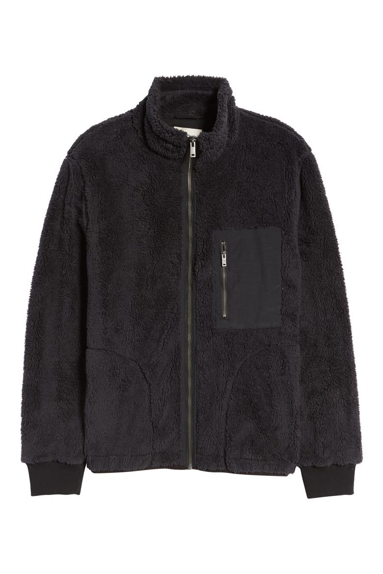 Lucas High Pile Fleece Sweater Jacket, Main, color, BLACK