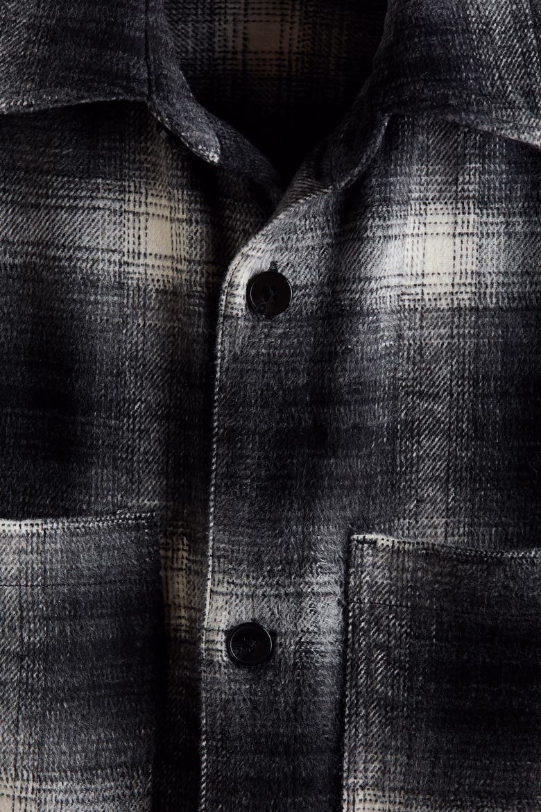 Twill Overshirt, Alternate, color, Black/plaid