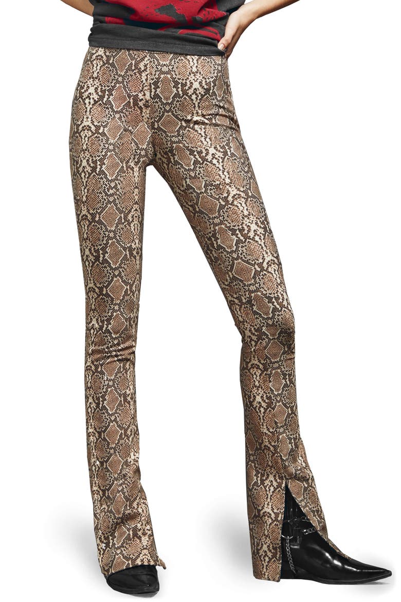 Python Print Split Cuff Cigarette Pants, Main, color, PYTHON