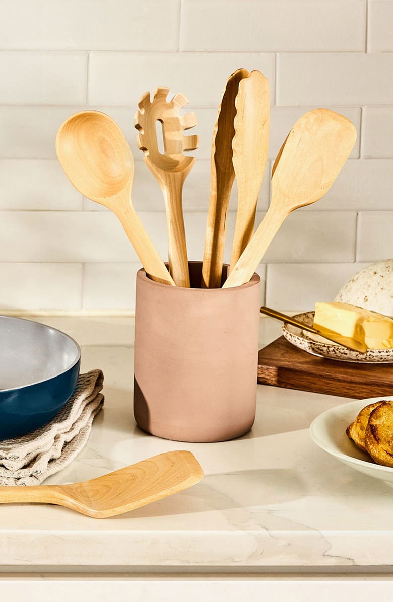CARAWAY 5-Piece Birch Kitchen Utensil Set, Alternate, color, Brown