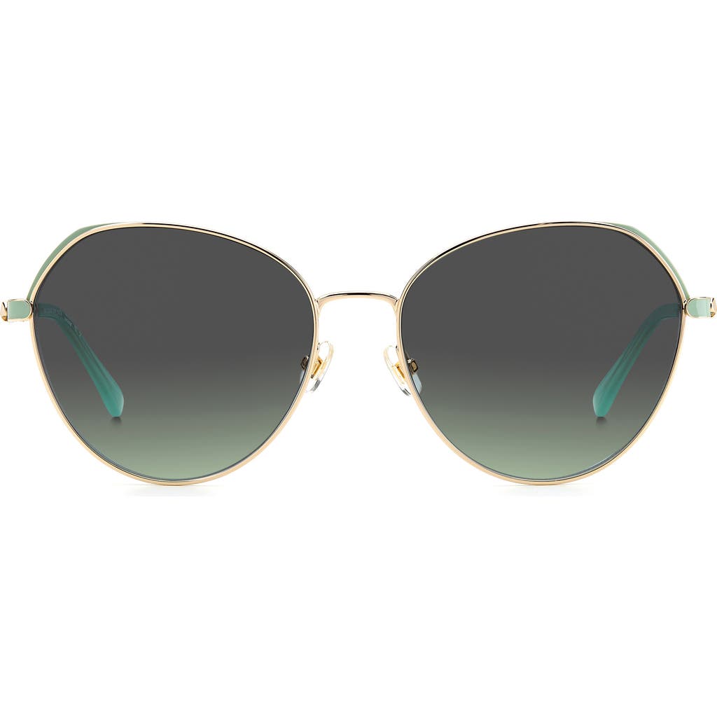 kate spade new york octavia 59mm gradient round sunglasses in Gold Green /Gray Green at Nordstrom Rack