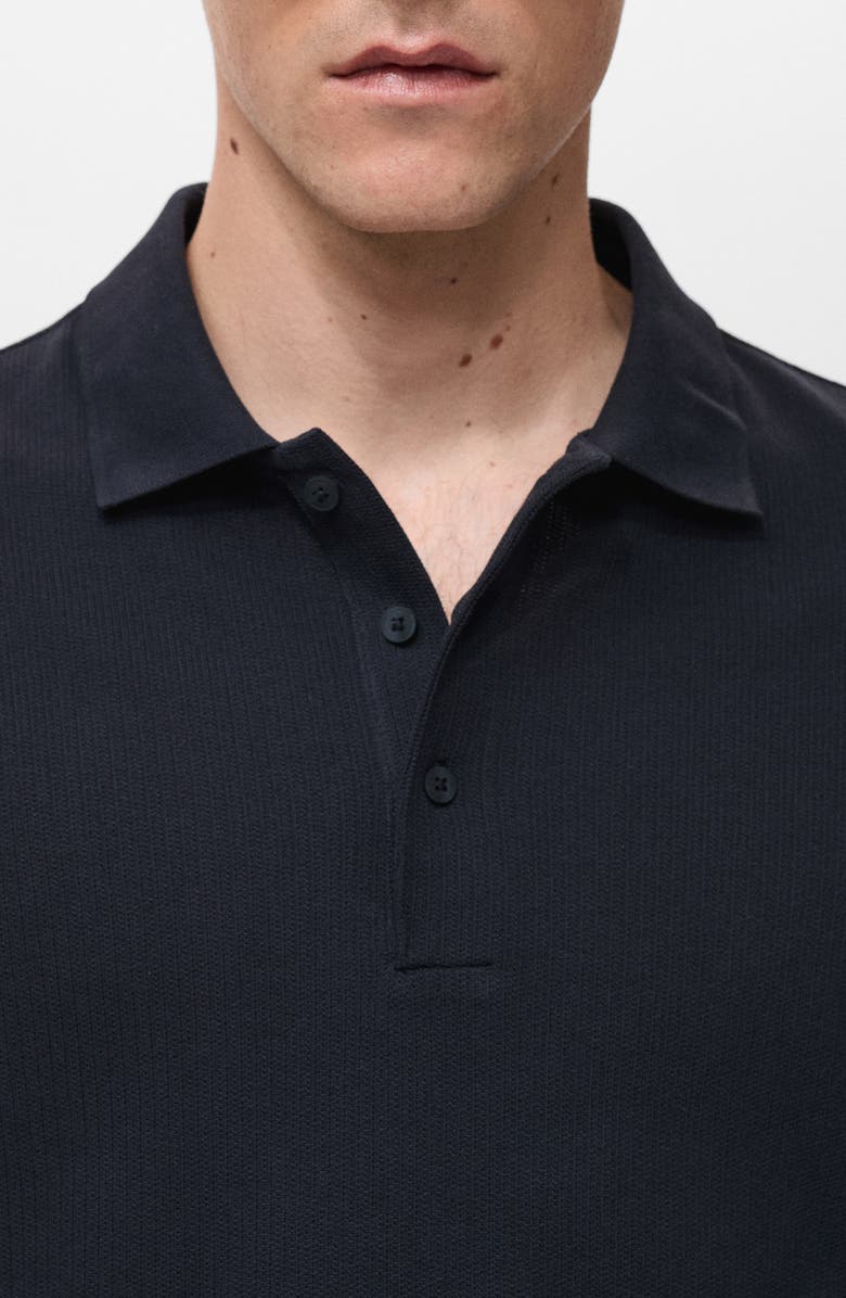 MANGO Fine Rib-Knit Polo, Alternate, color, Navy