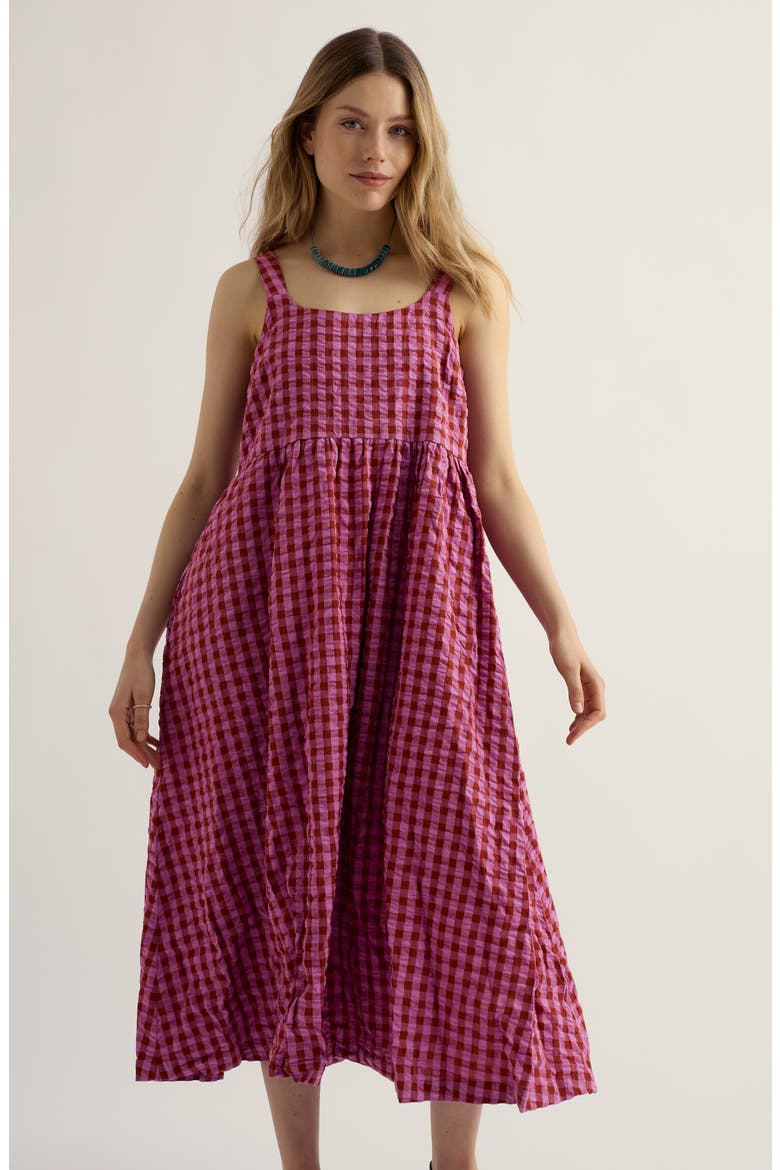 Laity Gingham Organic Cotton Midi Dress, Alternate, color, GINGHAM CHECK BURNT UMBER