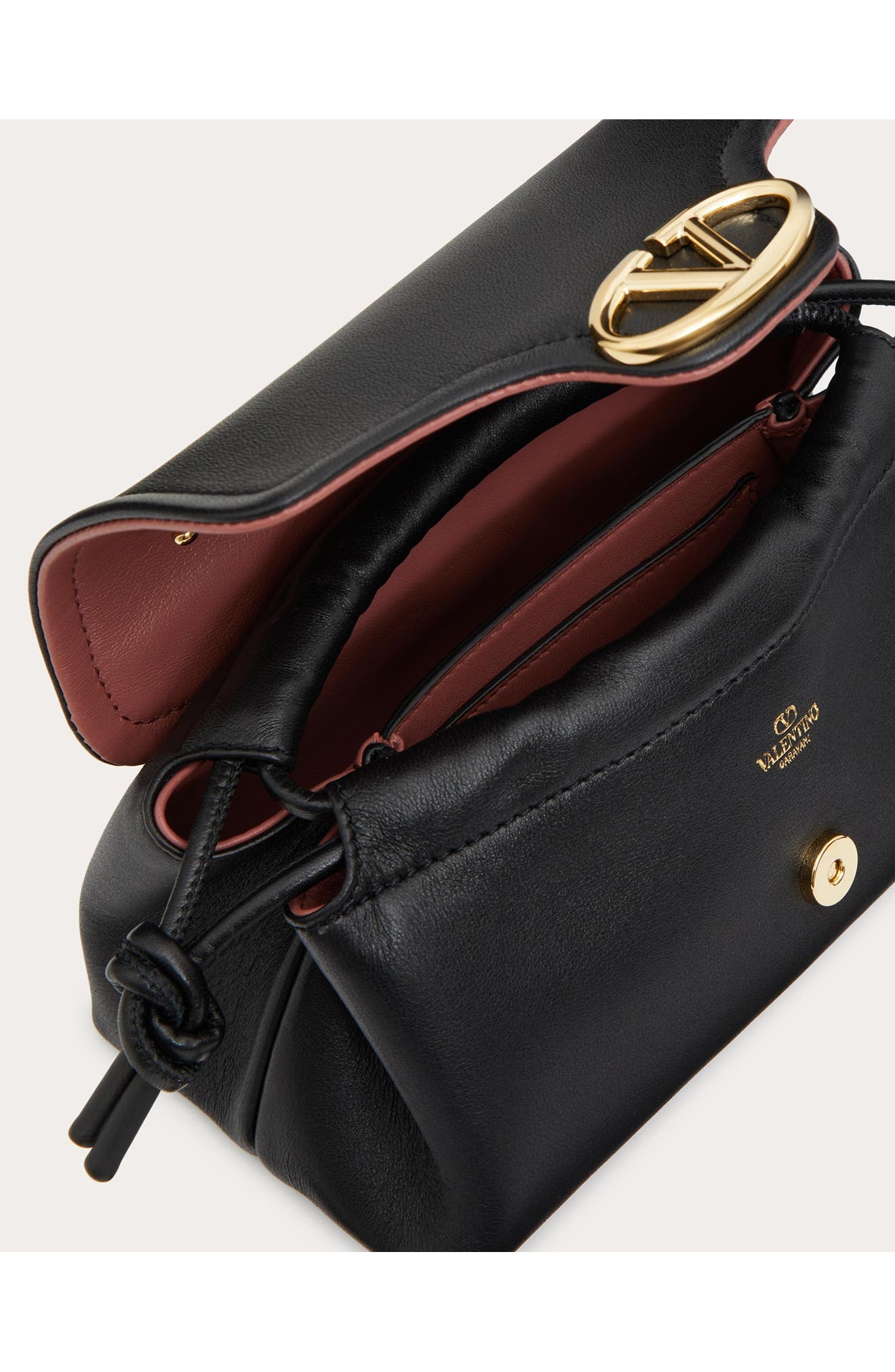 Valentino Garavani Mini VLOGO East/West Leather Shoulder Bag, Alternate, color, 