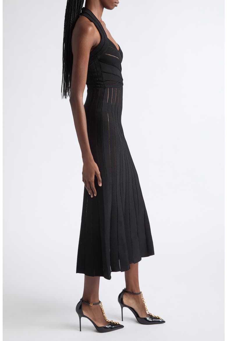 Pointelle Halter Neck Sweater Dress, Alternate, color, 0PA BLACK