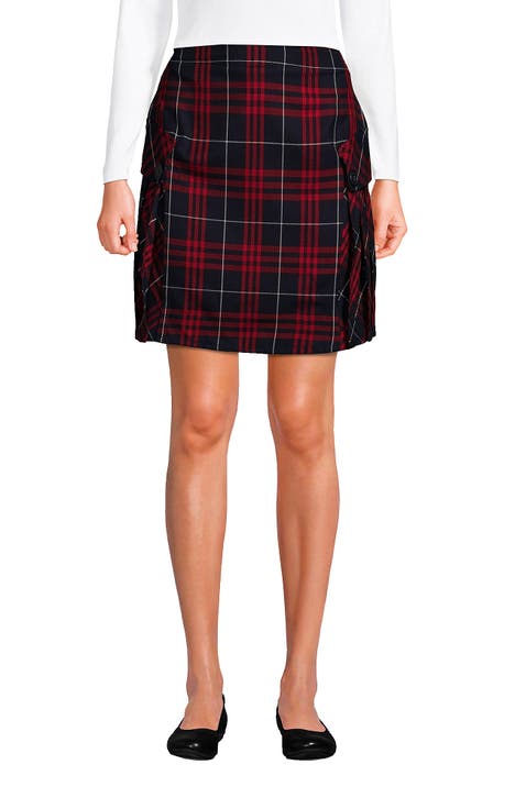 School Uniform Young  Side Pleat Plaid Skort Above the Knee