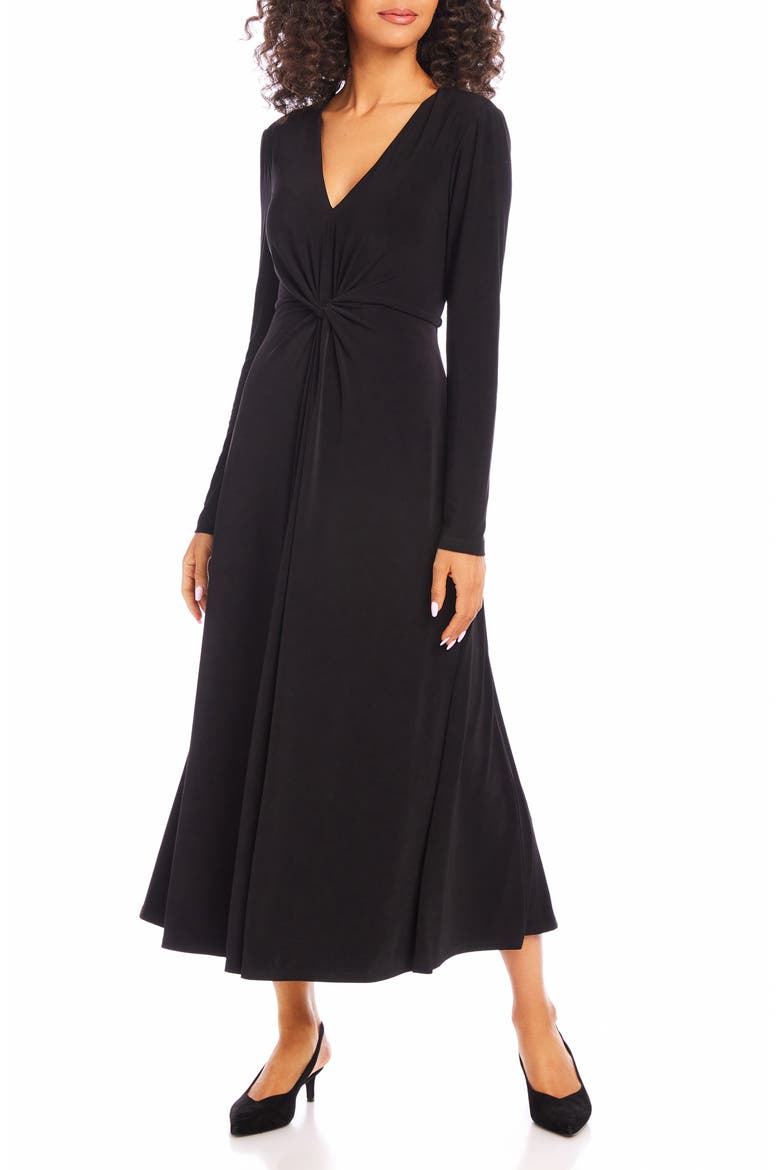 Monroe Travel Jersey Long Sleeve Midi Dress, Main, color, BLACK