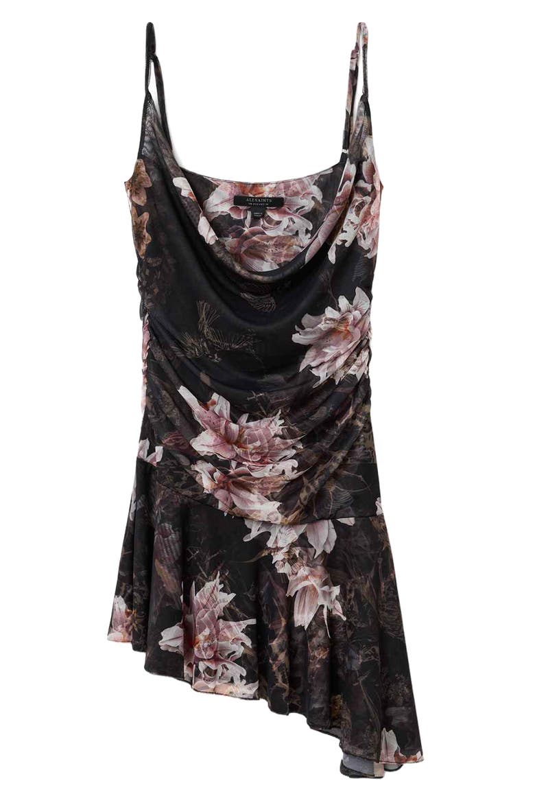 Bea Asymmetric Hem Mesh Minidress, Alternate, color, CRYSTAL BLACK