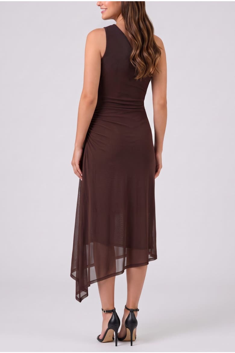Kaia Lace One-Shoulder Midi Dress, Alternate, color, Rum Raisin