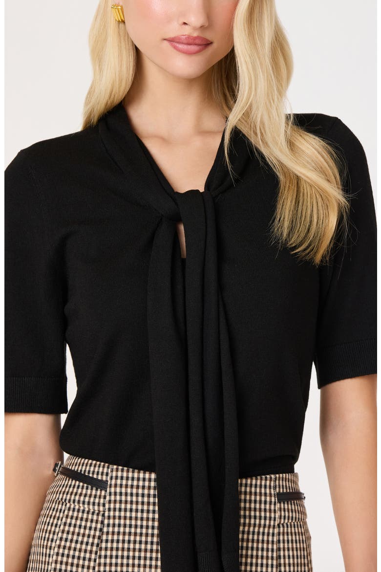 Agatha Tie Neck Sweater, Alternate, color, BLACK