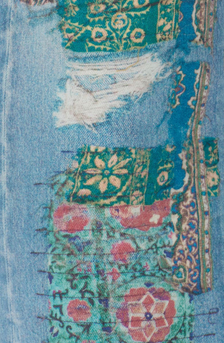 Bayeas Print High Waist Barrel Leg Jeans, Alternate, color, Light Blue