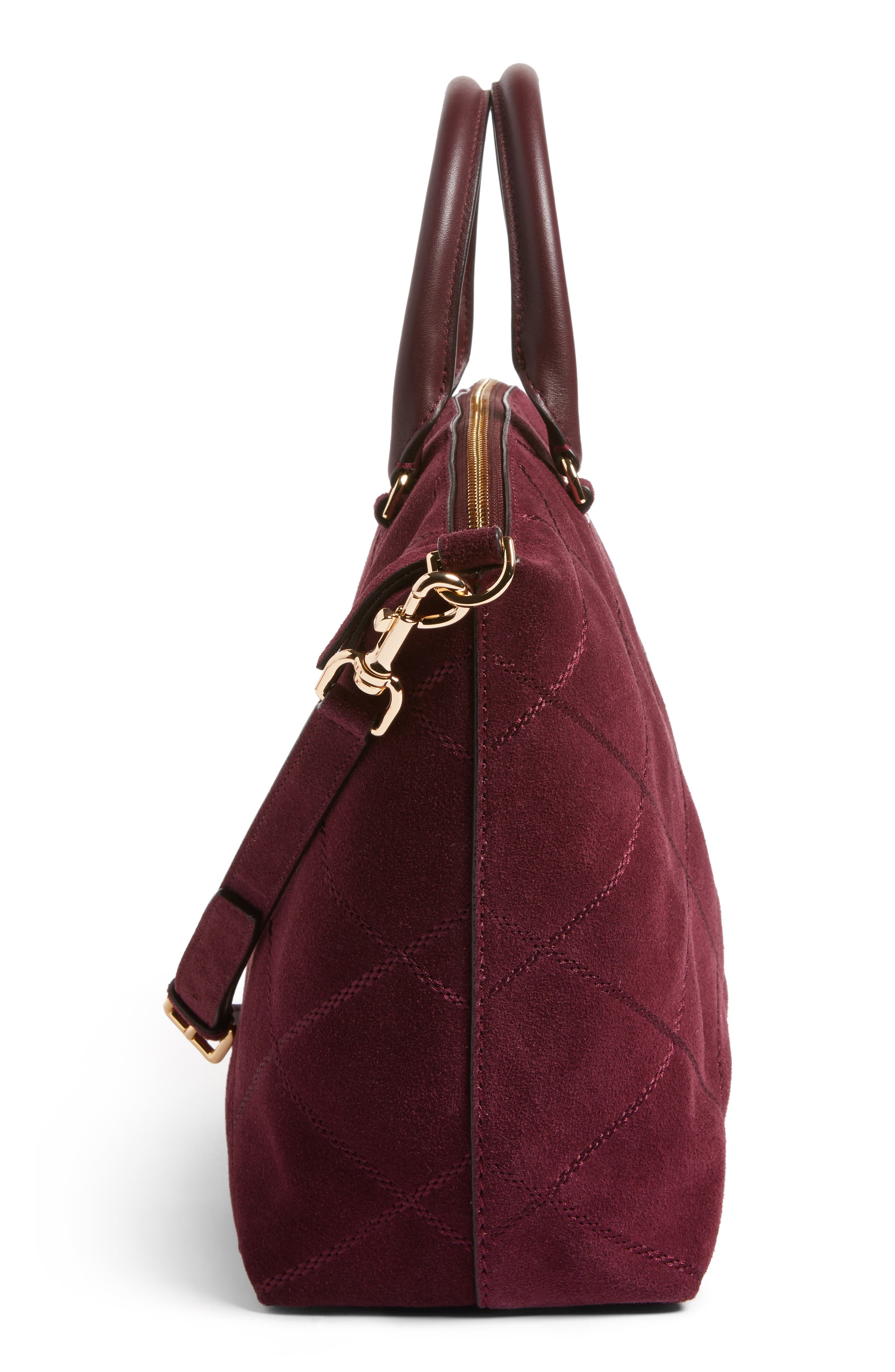Frida Stitched Suede Satchel (Nordstrom Exclusive), Alternate, color, PORT