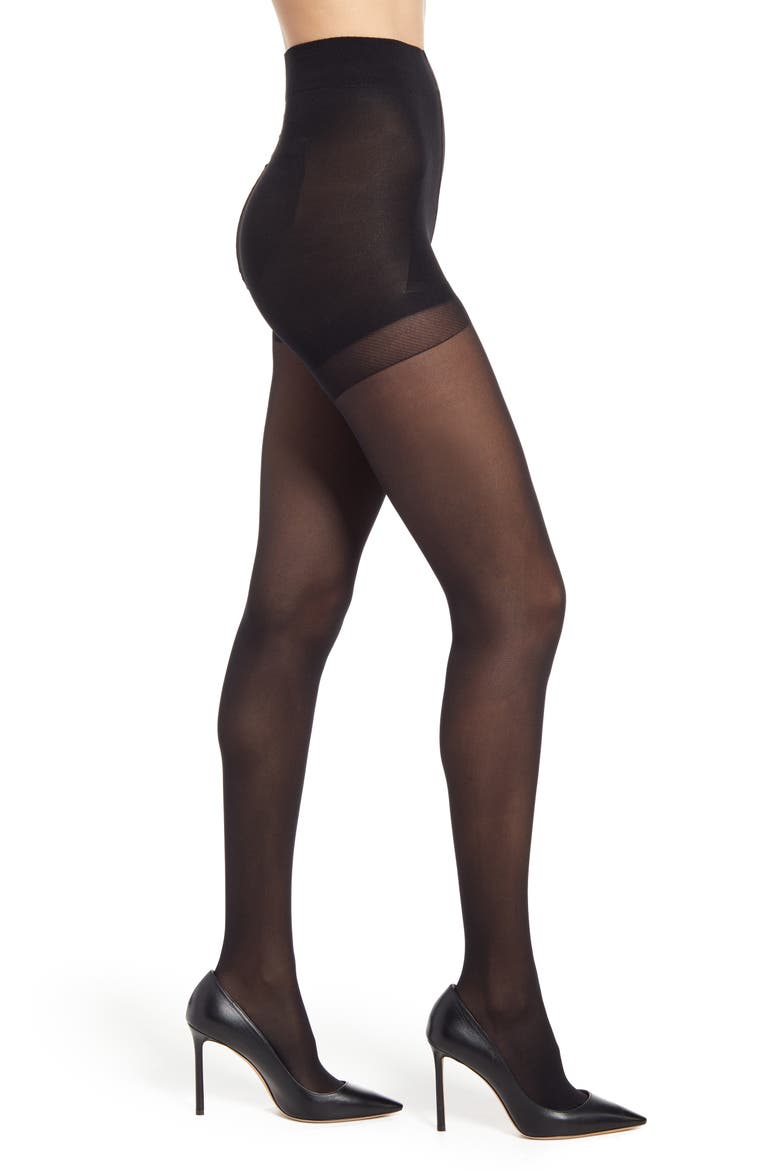 Anna Control Top Semi Opaque Tights, Main, color, BLACK
