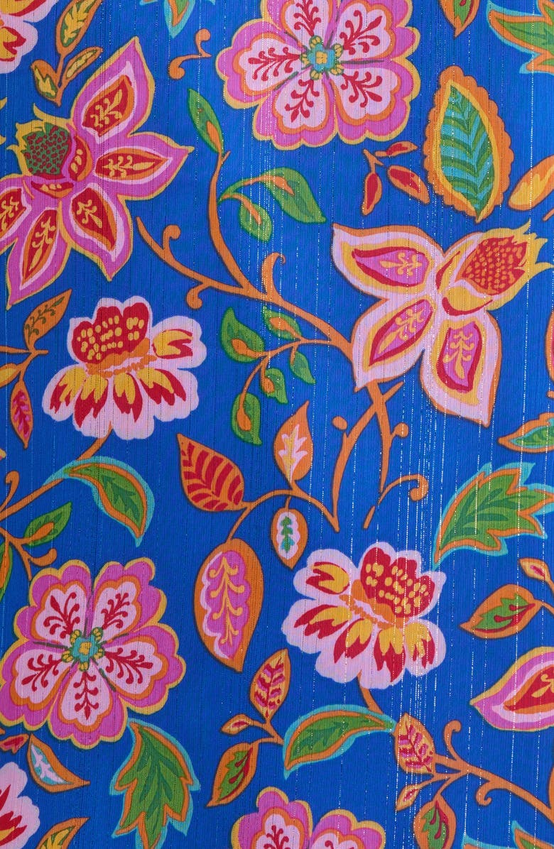 SUGARLIPS Wendey Metallic Floral Print Top, Alternate, color, Blue-Multi