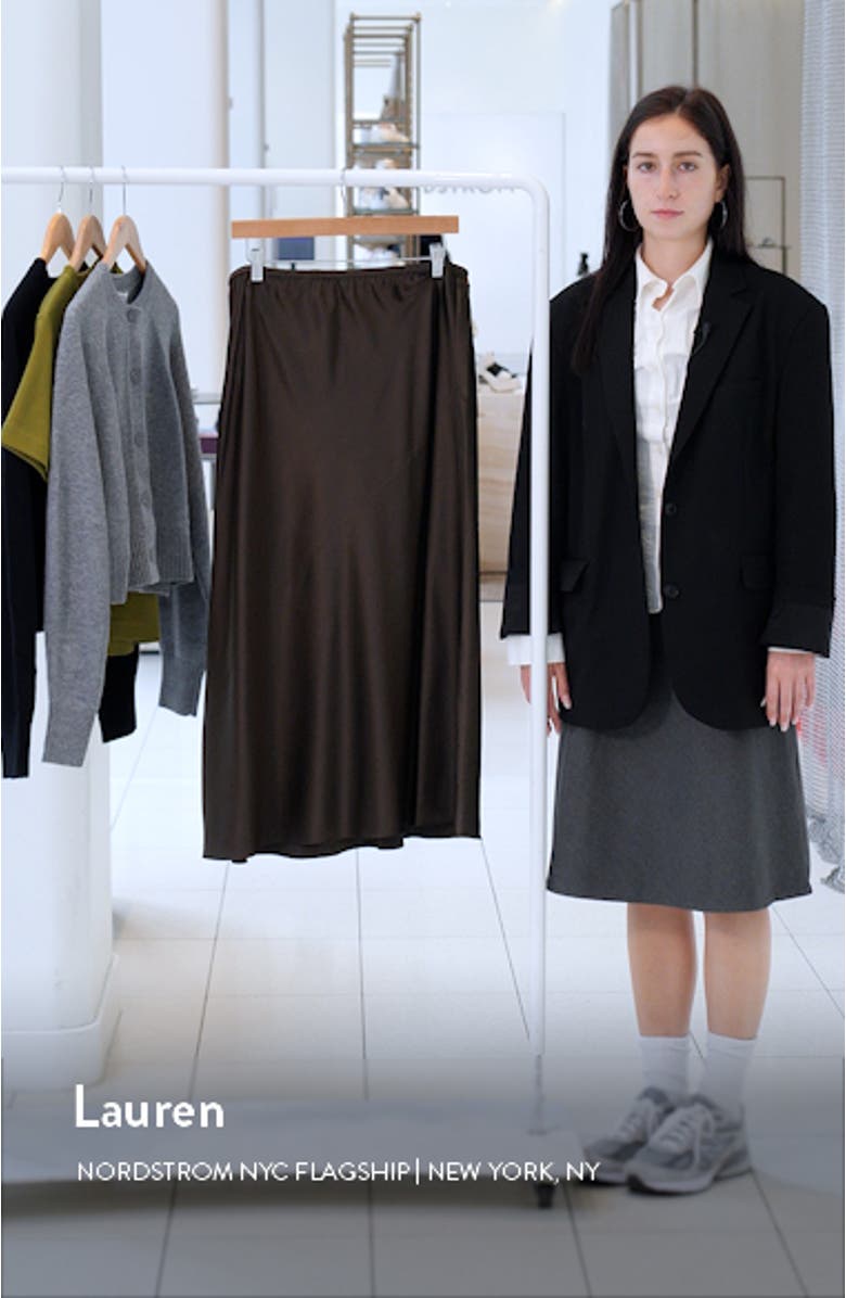 Bias Cut Stretch Silk Charmeuse Maxi Skirt, sales video thumbnail