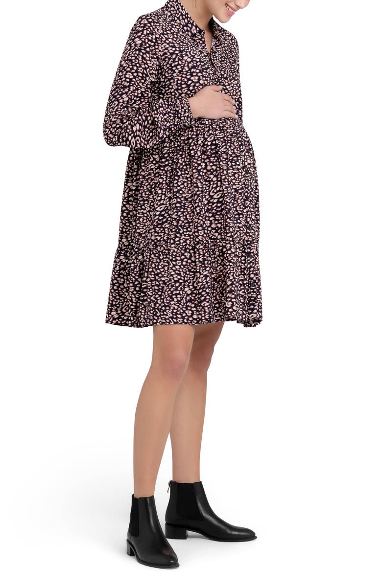 Ripe Maternity Leah Long Sleeve Maternity//Nursing Shirtdress, Alternate, color, 