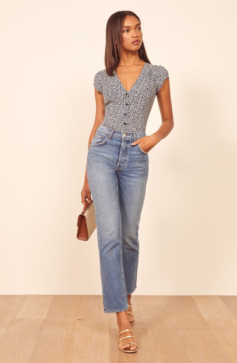 Reformation Bella Button-Up Blouse, Alternate, color, 