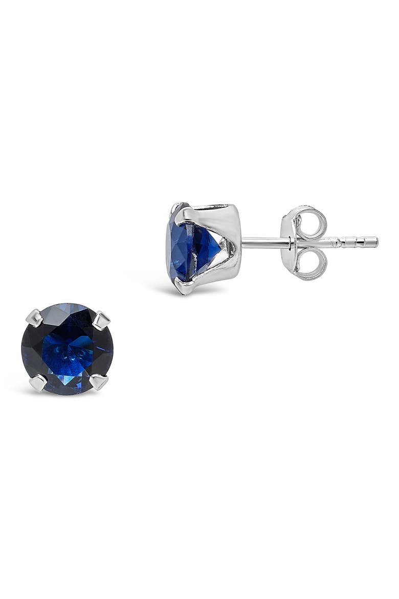 Sterling Silver Cubic Zirconia Stud Earrings, Main, color, SAPPHIRE