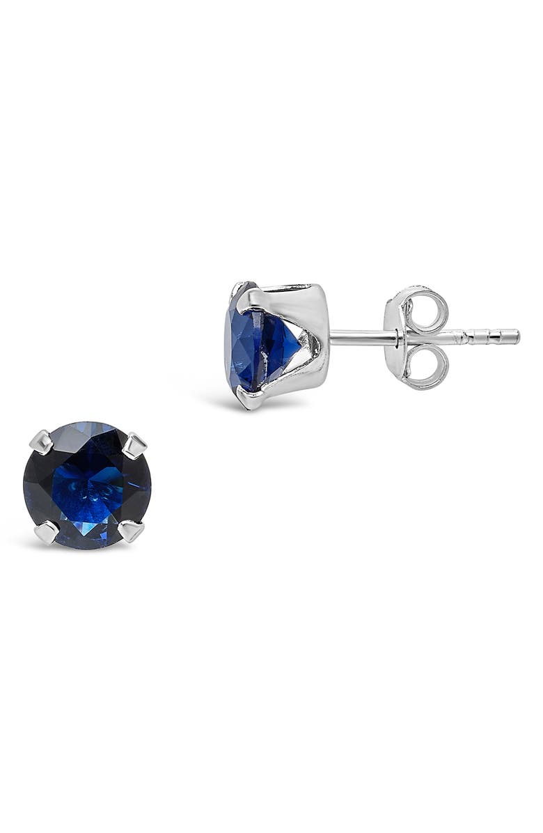 Sterling Forever Sterling Silver Cubic Zirconia Stud Earrings, Main, color, Sapphire