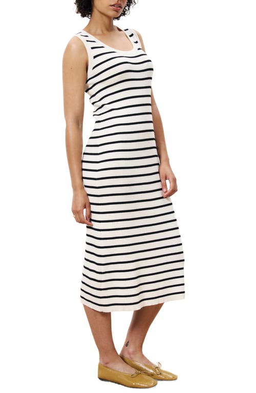 Frnch Nacera Knit Striped Tank Midi Dress In Cream In Creme