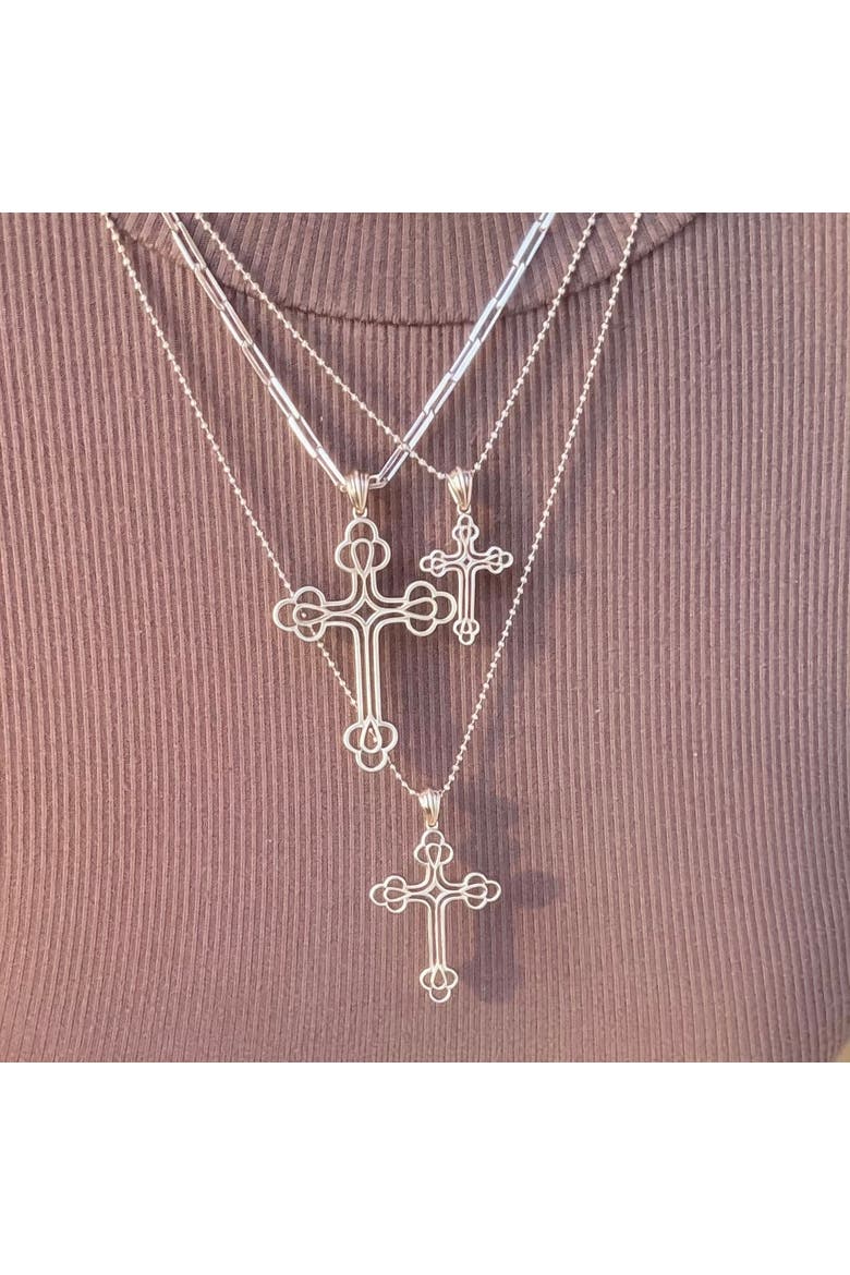 The Maxi Billie Cross Necklace, Alternate, color, Silver