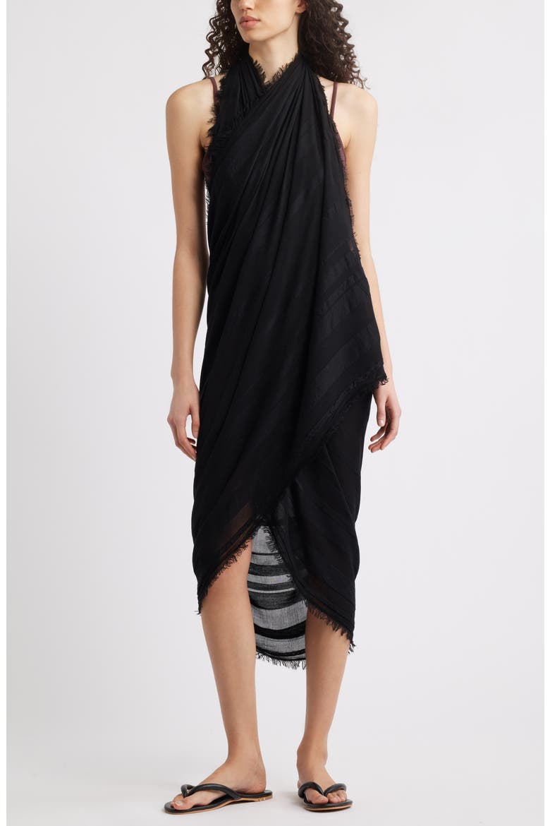 Sheer Stripe Pareo Wrap, Alternate, color, BLACK