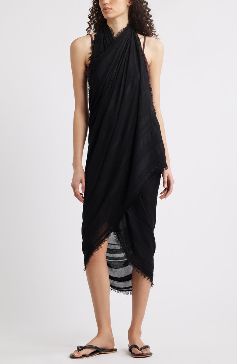 Nordstrom Sheer Stripe Pareo Wrap, Alternate, color, Black