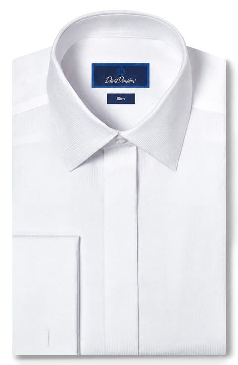 Slim Fit French Cuff Covered Placket Formal Shirt
