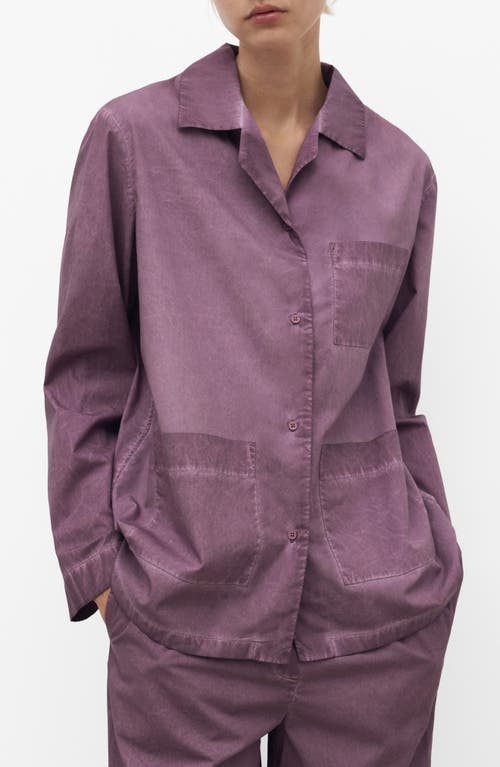 Mango Garment Dyed Button-up Shirt In Purple