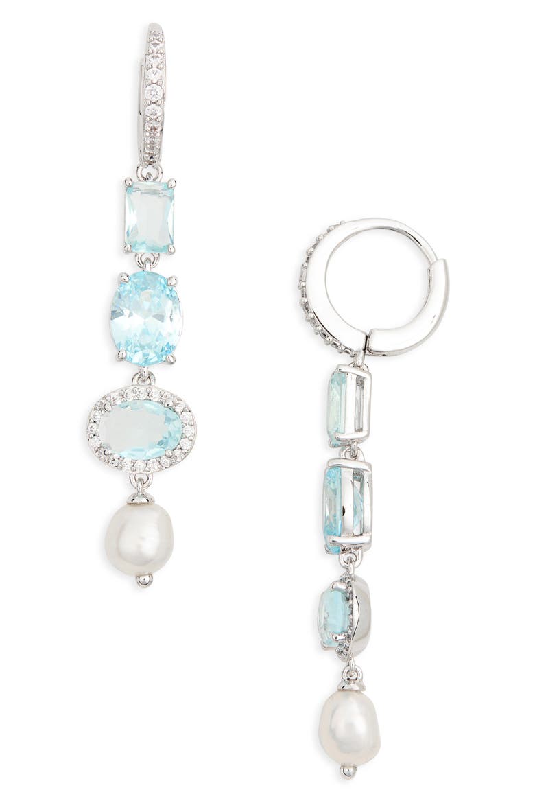 Maiden Linear Drop Earrings, Main, color, RHODIUM