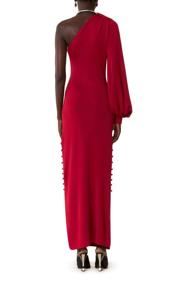 Lanvin Asymmetrical Choker Dress In Viscose, Alternate, color, Dark Red