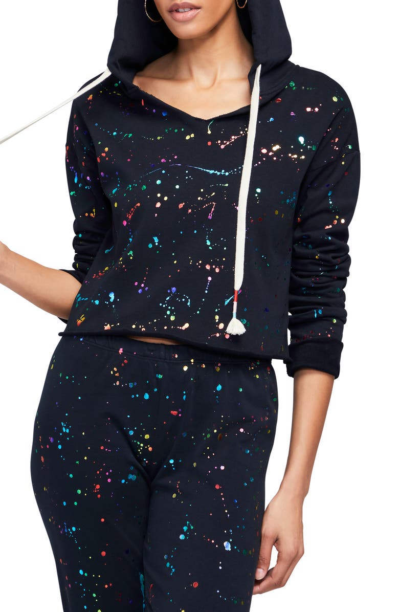 Wildfox Ray Foil Splatter Cotton Blend Hoodie, Main, color,