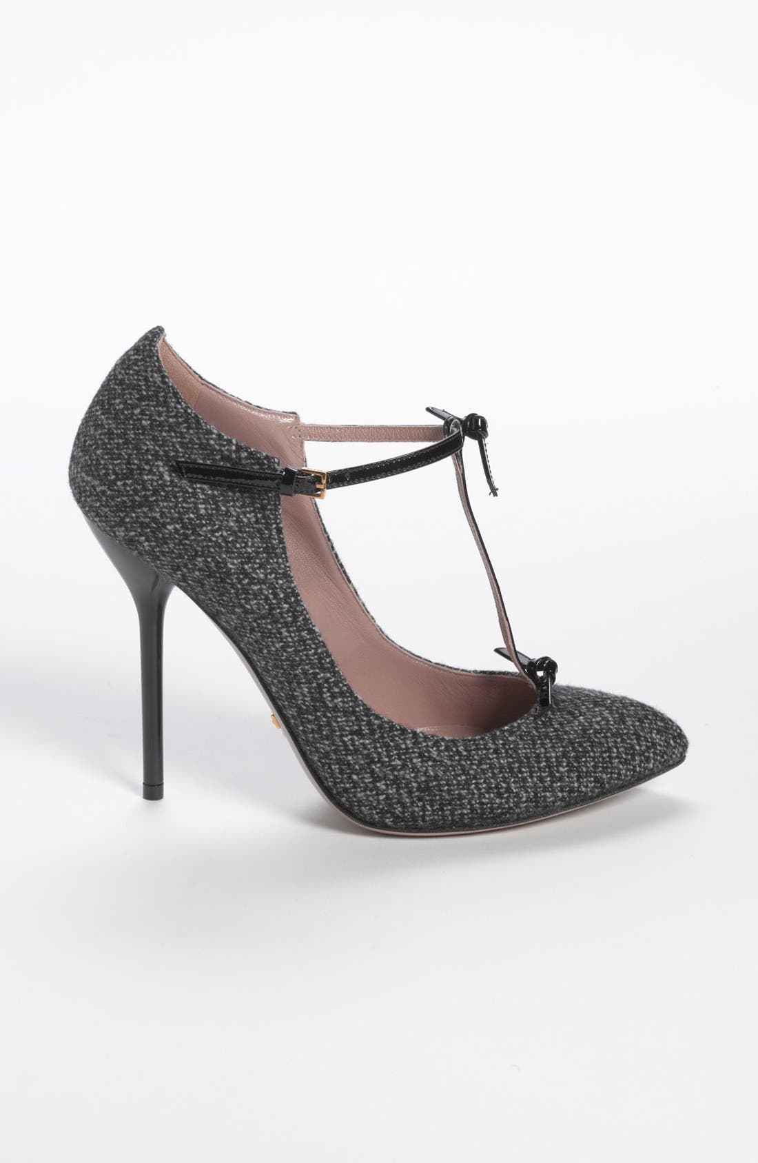 'Beverly' T-Strap Pump, Alternate, color, BLACK/ WHITE