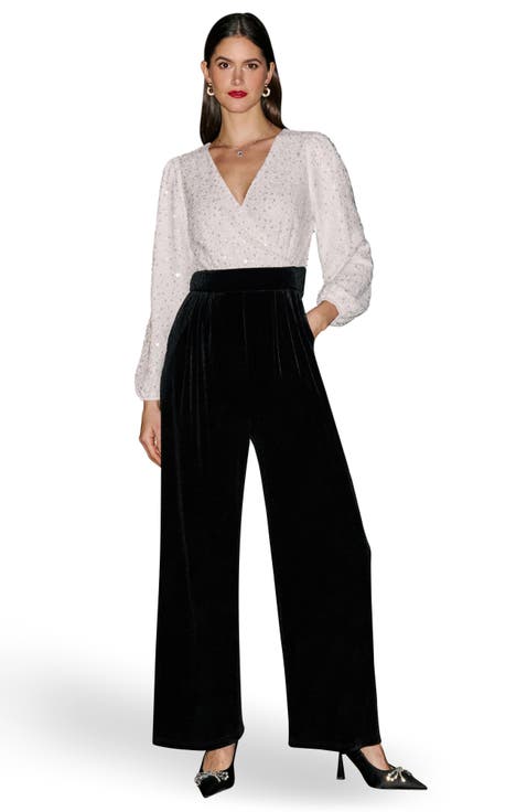 Wide Leg Velvet Jumpsuit