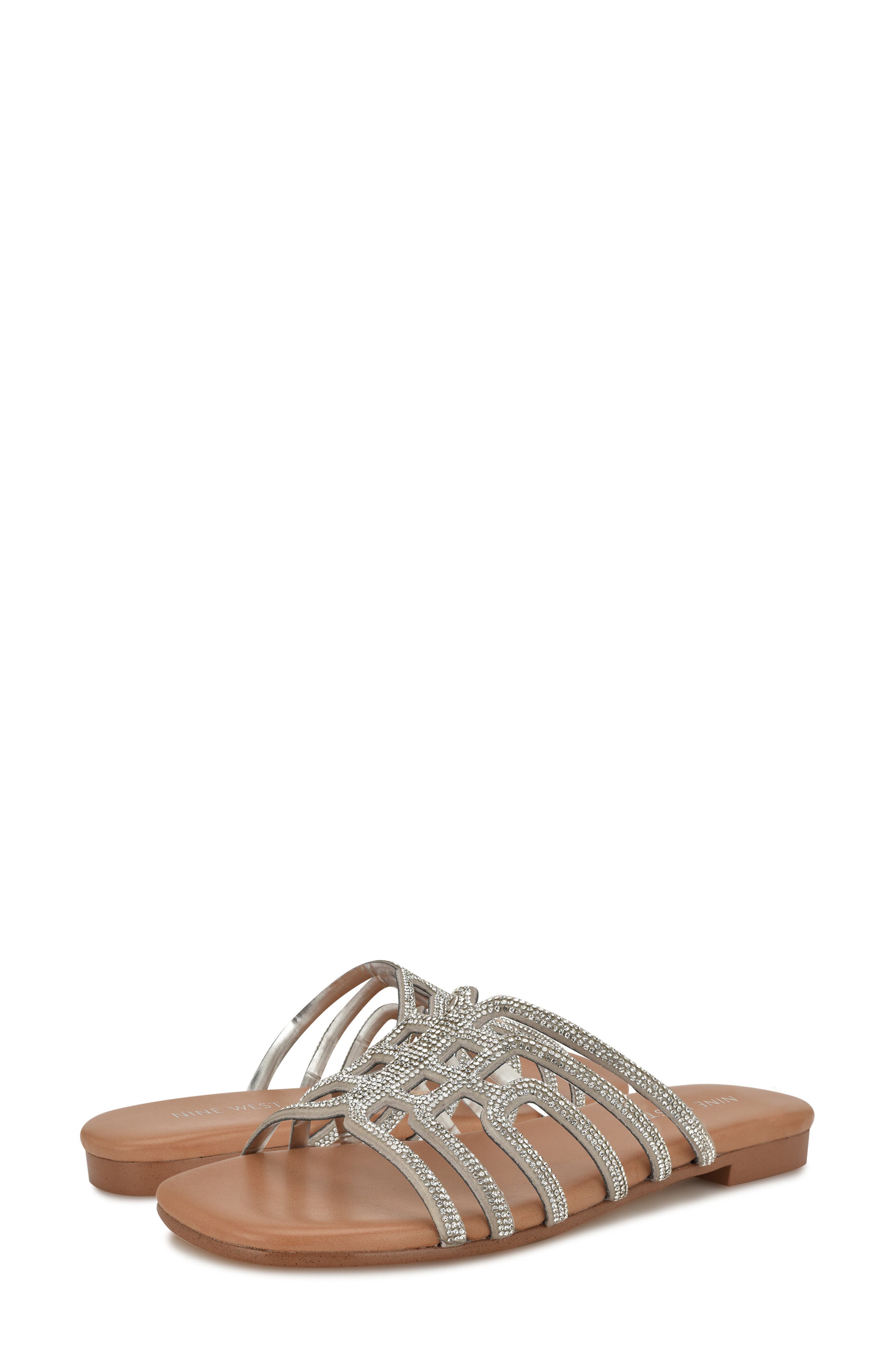 Nine West Timy Slide Sandal, Alternate, color, Silver