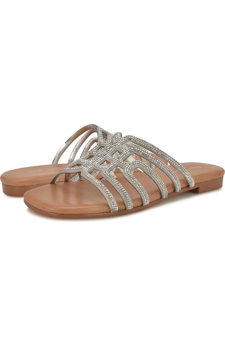 Nine West Timy Slide Sandal, Alternate, color, Silver