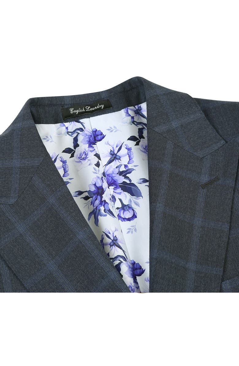 English Laundry Plaid Trim Fit Wool Blend Two-Piece Suit, Alternate, color, Gray