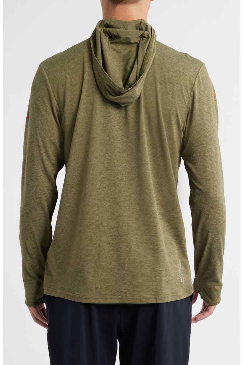 Airtex Long Sleeve Hooded Performance Top, Alternate, color, HEATHER BURNT OLIVE