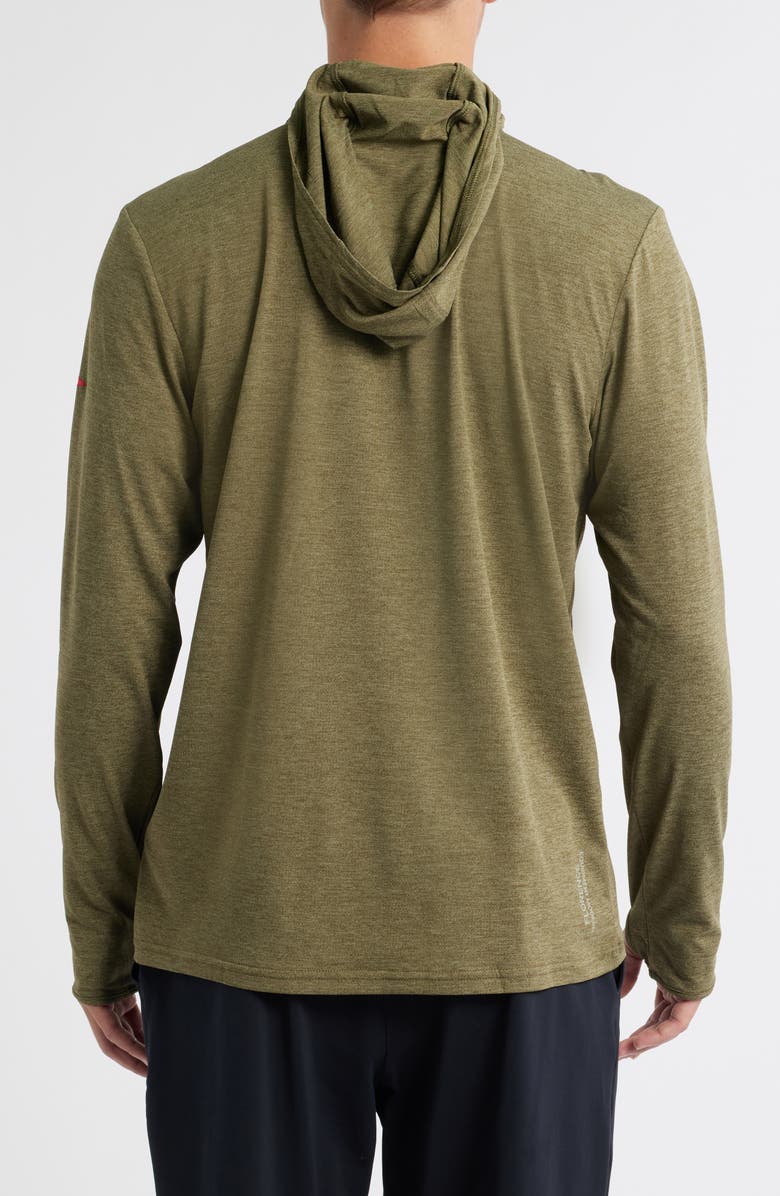 Florence Airtex Long Sleeve Hooded Performance Top, Alternate, color, Heather Burnt Olive