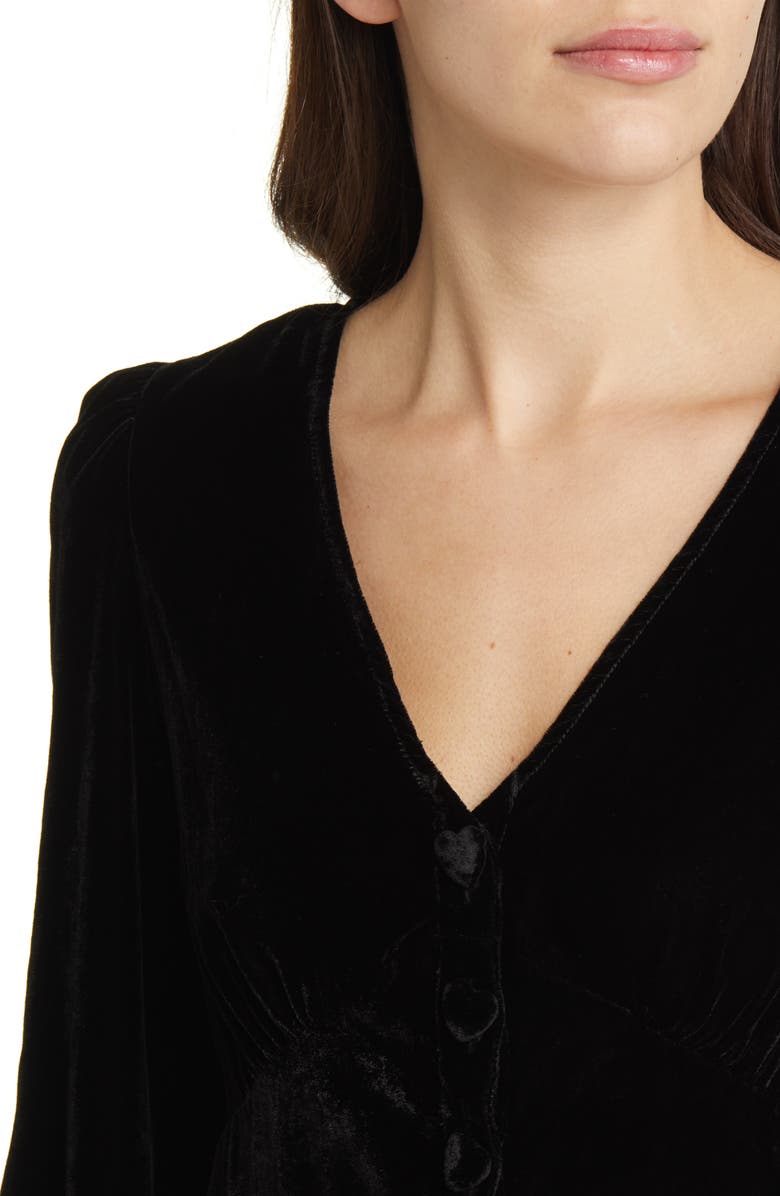 & Other Stories Velvet Button-Up Blouse, Alternate, color, 
