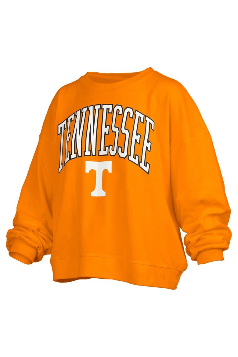 Women's Pressbox Tennessee Orange Tennessee Volunteers Janise Arch Over Logo Waist Length Oversized Pullover Sweatshirt, Alternate, color, Tennessee Orange