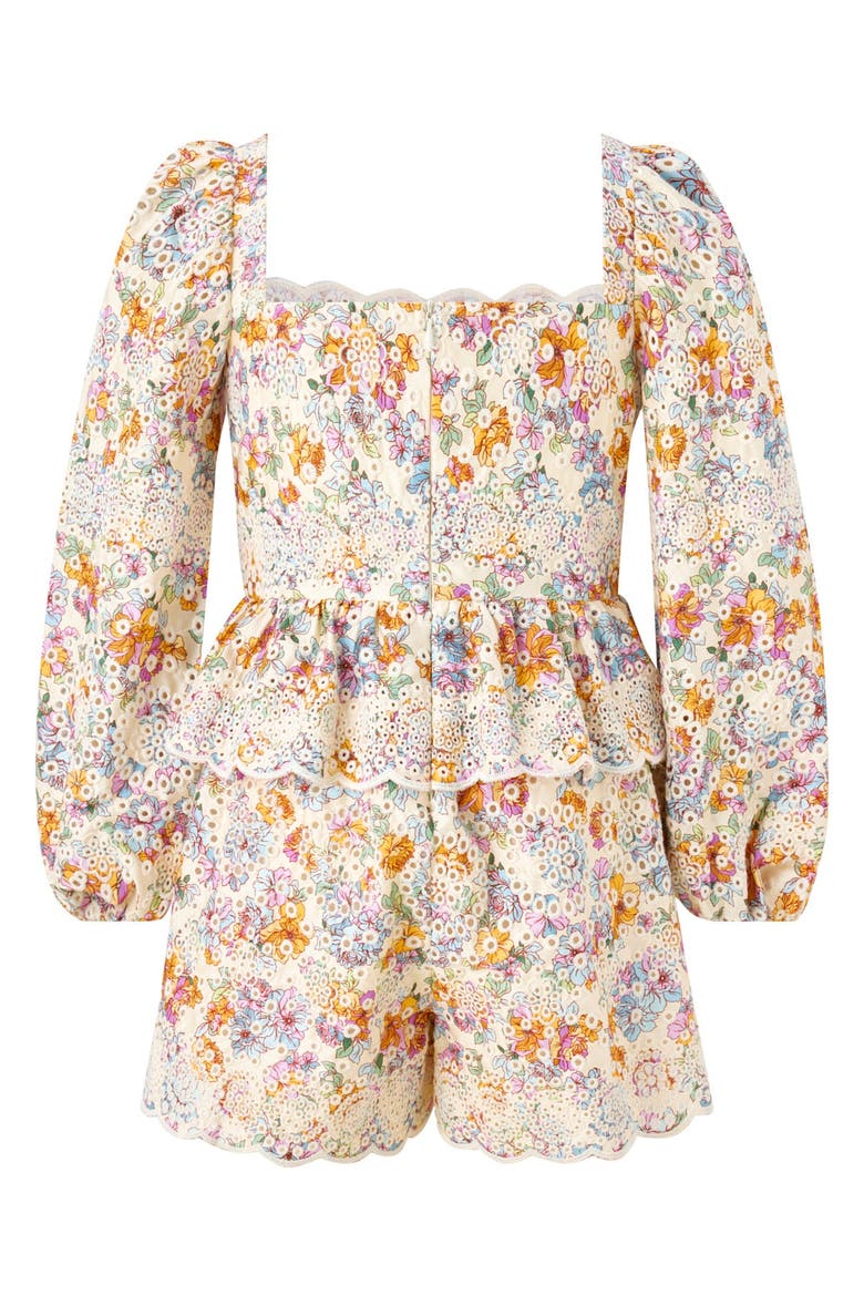 Posie Cotton Embroidered Romper, Alternate, color, Floral