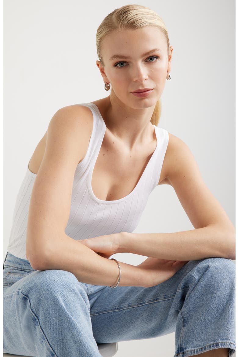 Slim Scoop Neck Rib Tank, Alternate, color, WHITE
