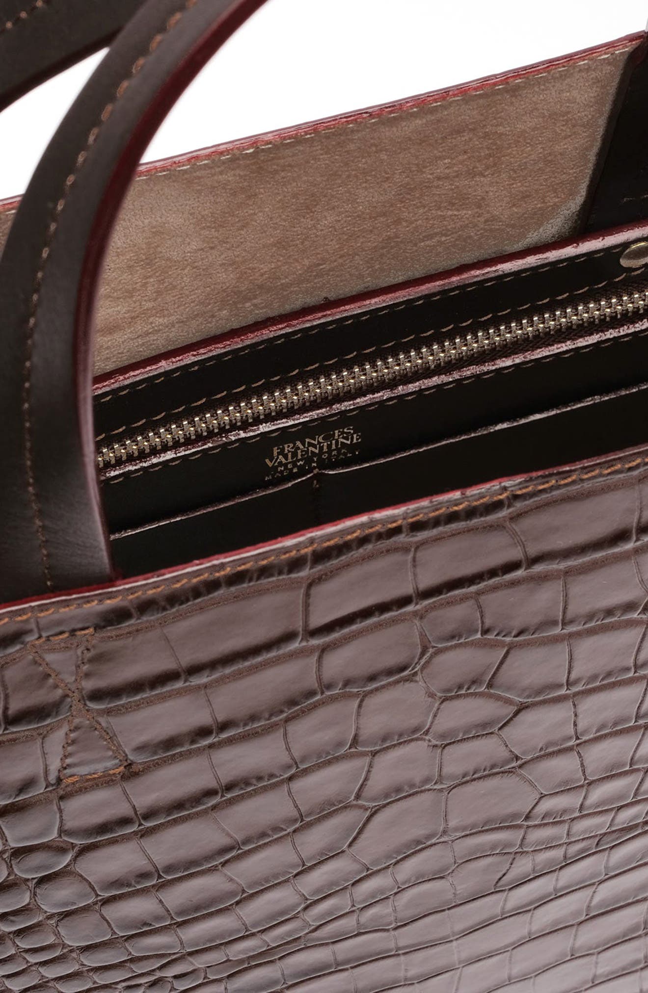 Frances Valentine Croc Embossed Leather Tote Bag, Alternate, color, 