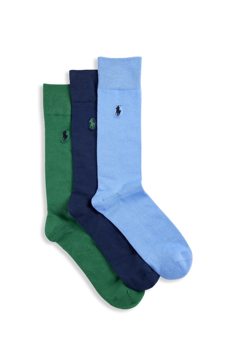 Polo Ralph Lauren Big & Tall 3-pk Supersoft Crew Socks V2, Main, color, Light Blue
