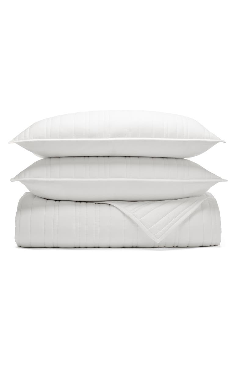 Boll & Branch Signature Stripe Organic Cotton Quilt & Sham Set, Main, color, White