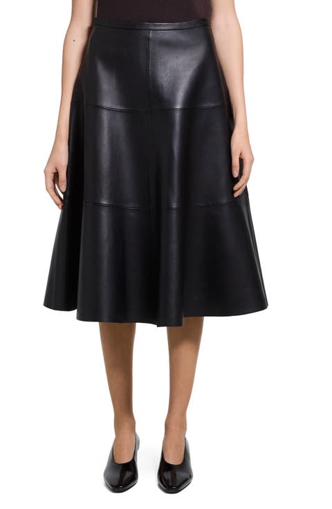 Leather Circle Midi Skirt