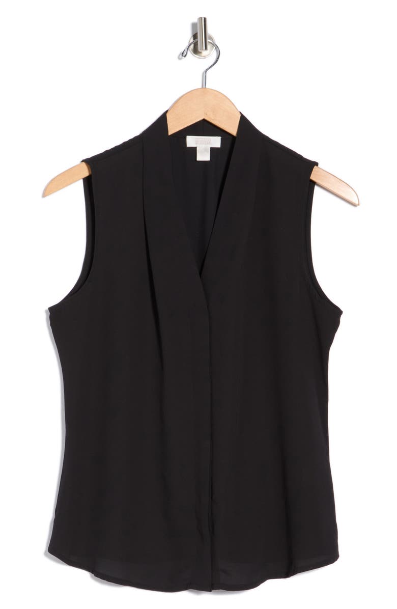 NORDSTROM RACK V-Neck Sleeveless Woven Shell Top, Alternate, color, Black