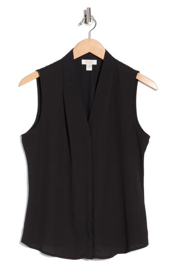 Nordstrom Rack V-neck Sleeveless Woven Shell Top In Black