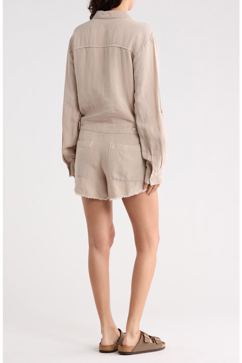 Rea Frayed Short Romper, Alternate, color, SANDSTONE PIGMENT